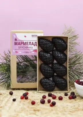 Мармелад ягодный Брусничка в крафтовой коробке, 110г Мармелад ягодный Брусничка в крафтовой коробке, 110г