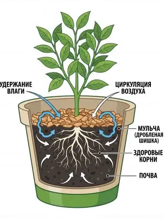 Мульча для комнатных растений из шишек резаных 500 гр