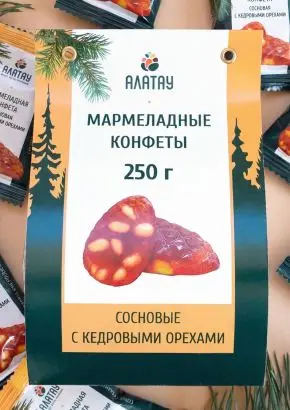 Мармелад сосновый с Кедровыми орешками, 250 гр Мармелад сосновый с Кедровыми орешками, 250 гр