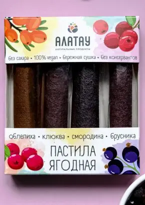 Пастила ягодная ассорти (без сахара) 180 г Пастила ягодная ассорти (без сахара) 180 г
